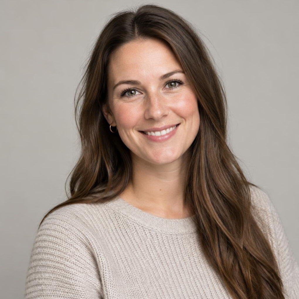 Portrait of a woman with long hair smiling
