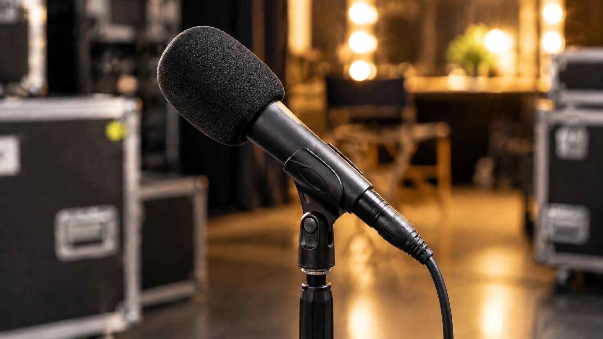 Professional microphone set up for an interview